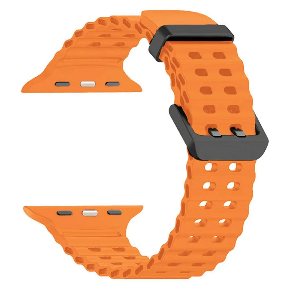 Silicone Strap for Apple Watch Ultra 3 2 1 49mm / Series 11 10 46mm / 9 8 7 45mm / SE3 SE2 SE 6 5 4 44mm / 3 2 1 42mm - Orange - 3