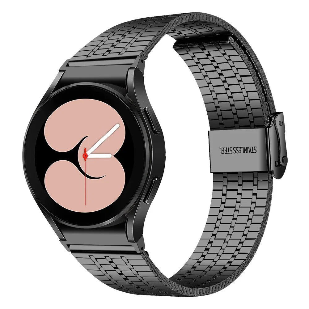 For Samsung Galaxy Watch7 44mm 40mm Watch Band 7-Beads Stainless Steel Wrist Strap - Black - 2