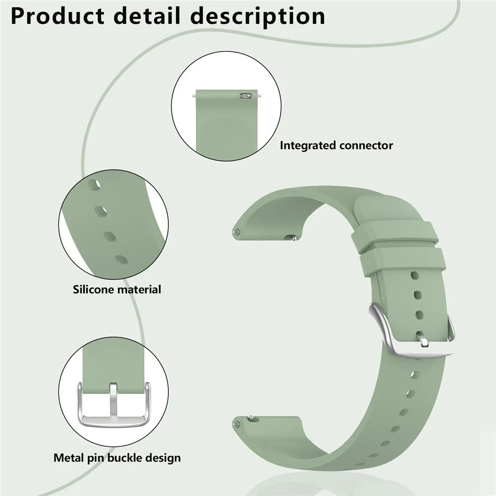 KALEBOL 20mm Silicone Strap for Huawei Watch GT 3 42mm / GT 3 Pro 43mm Round End Watch Band - Icy Lake Green - 4