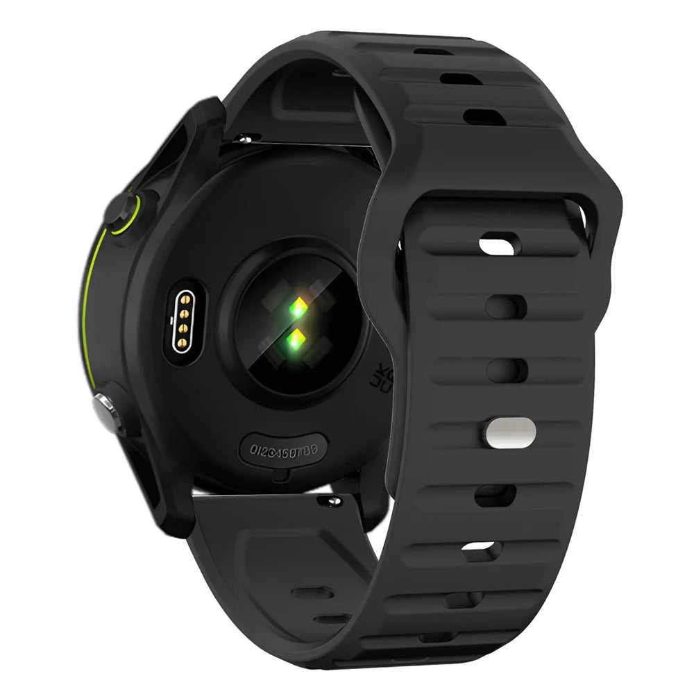 KALEBOL 22mm Silicone Strap for Huawei Watch 4 / 4 Pro / GT 4 46mm Wave Design Watch Band - Black - 1