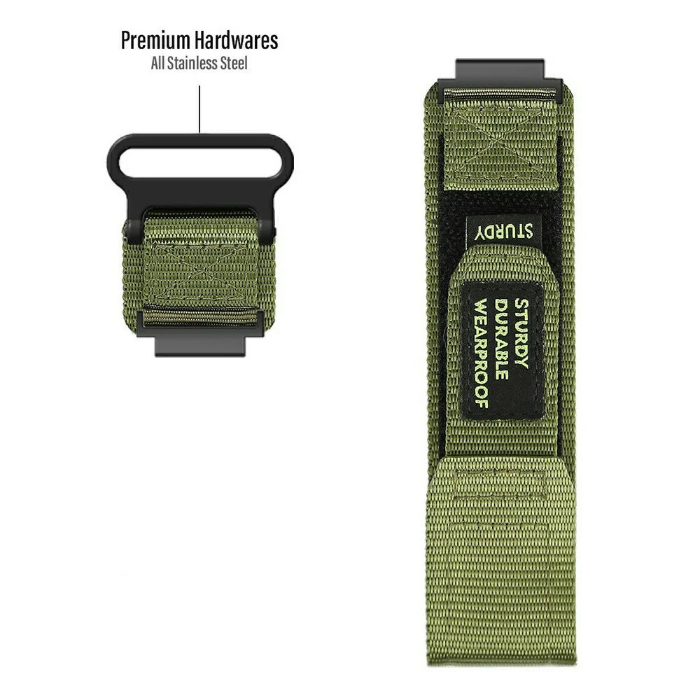 20mm Nylon Watch Band for Samsung Galaxy Watch FE 40mm / Watch7 44mm / 40mm Loop Fastener Strap - Army Green - 5