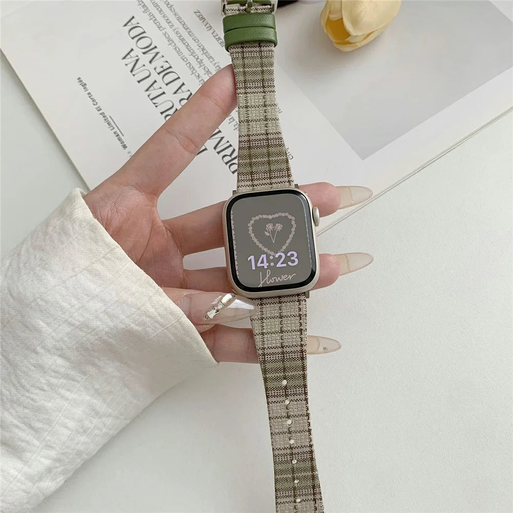 Plaid Woolen Strap for Apple Watch Ultra 3 2 1 49mm / Series 11 10 46mm / 9 8 7 45mm / SE3 SE2 SE 6 5 4 44mm / 3 2 1 42mm - Style 7 - 5