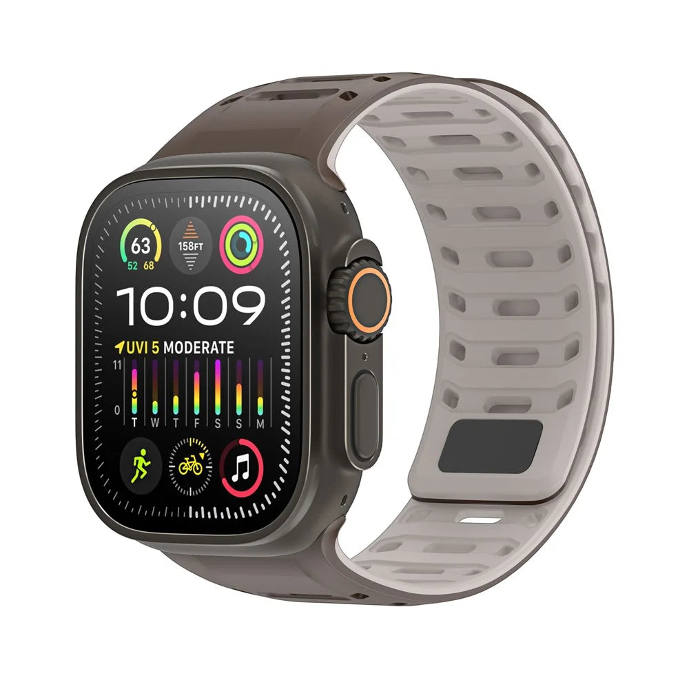 DUX DUCIS For Apple Watch Ultra 3 2 1 49mm / Series 11 10 46mm / 9 8 7 45mm / SE3 SE2 SE 6 5 4 44mm / 3 2 1 42mm Silicone Strap - Coffee Brown - 3