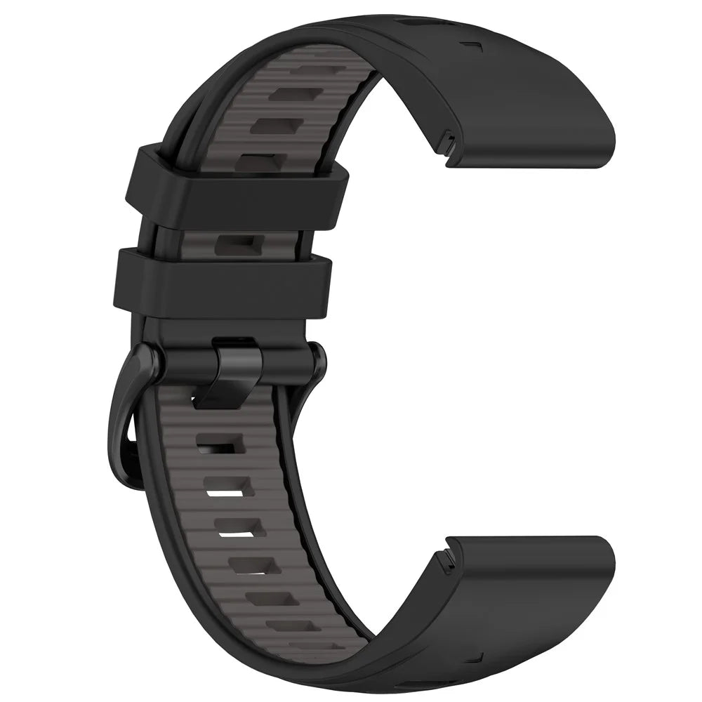 20mm Strap for Garmin Fenix 8 43mm / Descent MK3 / MK3i / epix Pro (Gen 2) 42mm Universal Silicone Watch Band - Black+Grey - 2