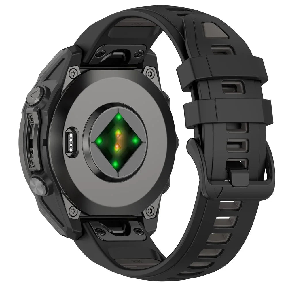20mm Strap for Garmin Fenix 8 43mm / Descent MK3 / MK3i / epix Pro (Gen 2) 42mm Universal Silicone Watch Band - Black+Grey - 3