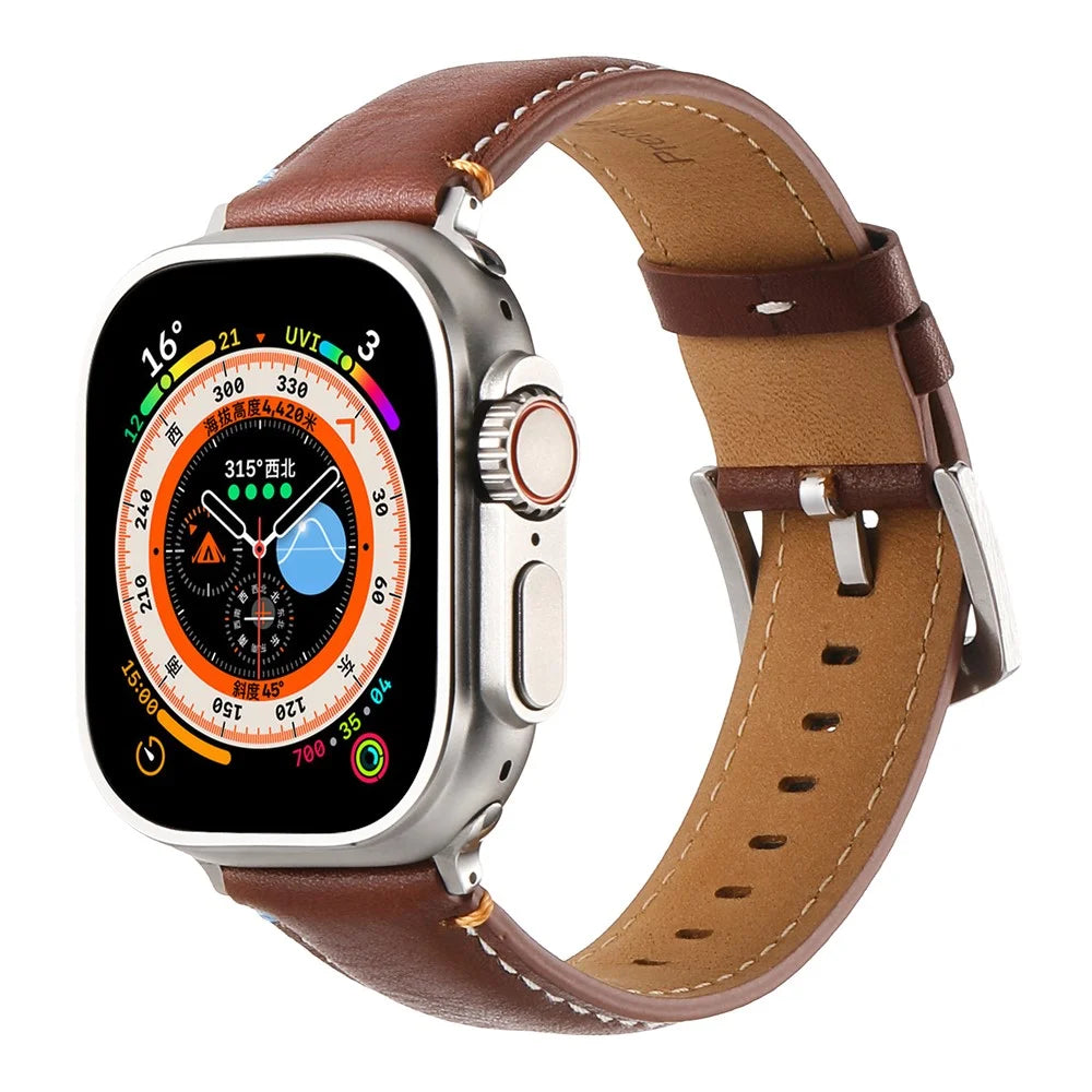For Apple Watch Series 11 10 42mm / 9 8 7 41mm / SE3 SE2 SE 6 5 4 40mm / 3 2 1 38mm Watch Strap - Crazy Horse Texture Brown - 3