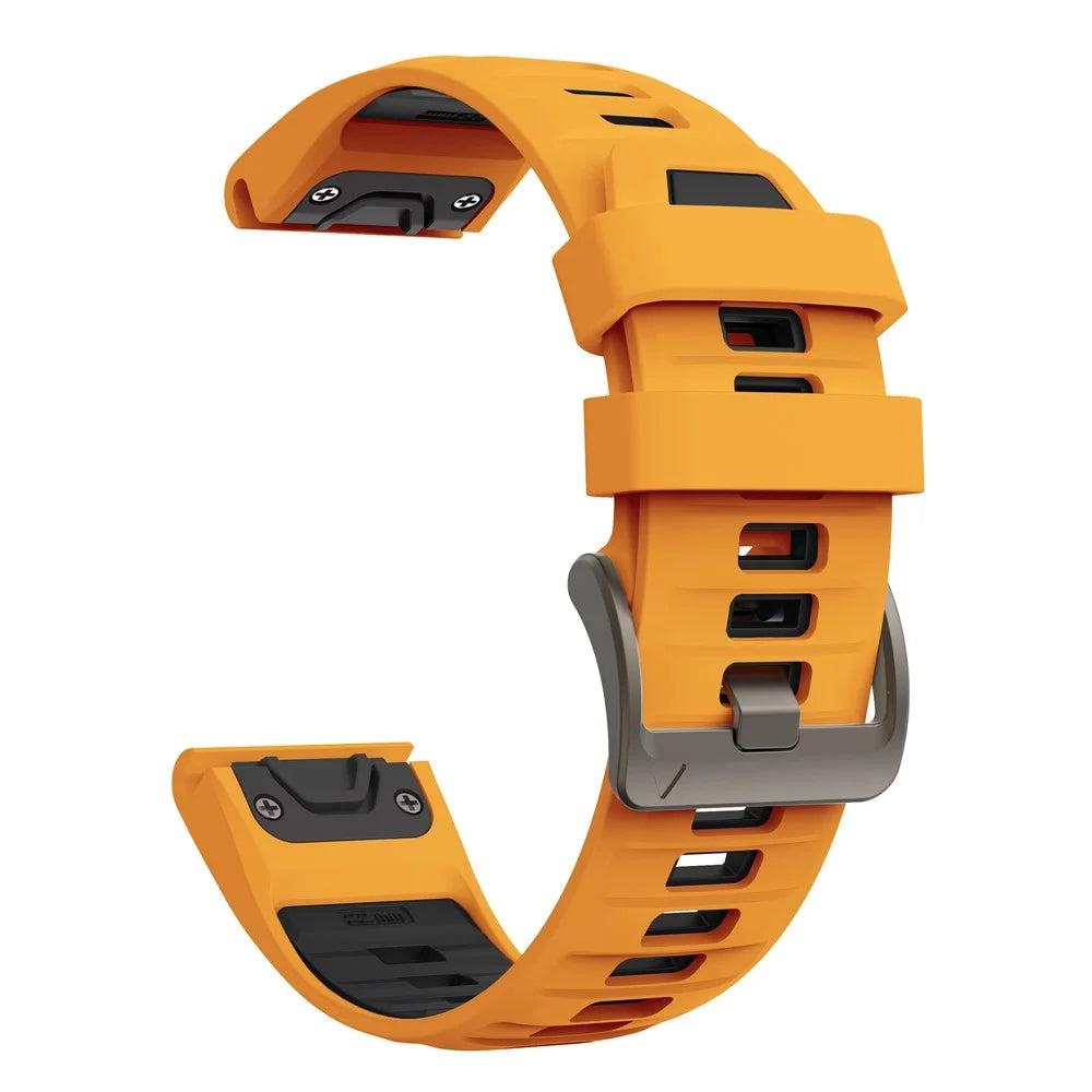 For Garmin Fenix 7X  /  7X Pro 51mm  /  6X  /  6X Pro Replacement Band QuickFit 26mm Dual-Color Silicone Watch Strap - Orange / Black - 3