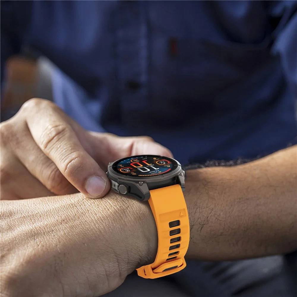 For Garmin Fenix 7X  /  7X Pro 51mm  /  6X  /  6X Pro Replacement Band QuickFit 26mm Dual-Color Silicone Watch Strap - Orange / Black - 5