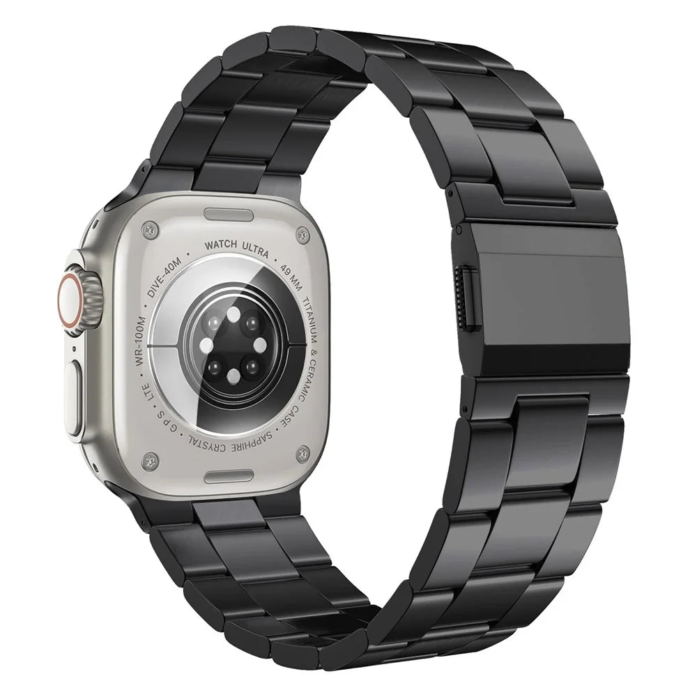 Strap for Apple Watch Ultra 3 2 1 49mm / Series 11 10 46mm / 9 8 7 45mm / SE3 SE2 SE 6 5 4 44mm / 3 2 1 42mm Stainless Steel Band - Black - 1