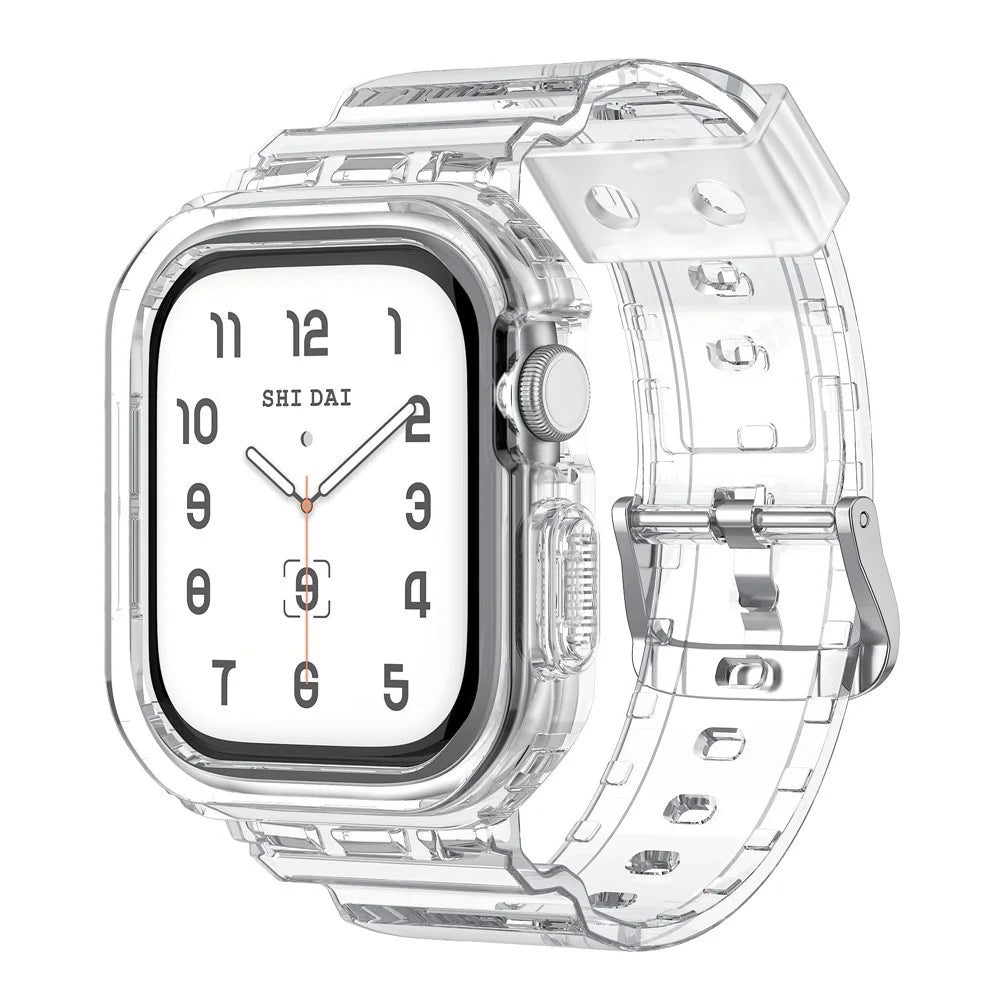 For Apple Watch Series 10 46mm TPU Watch Band+Case Cover Integrated Design - Transparent - 2