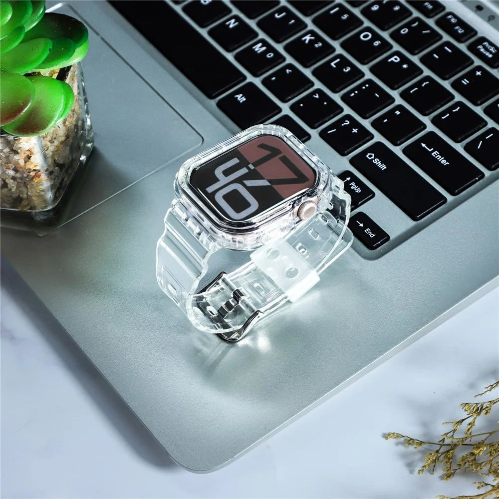 For Apple Watch Series 10 46mm TPU Watch Band+Case Cover Integrated Design - Transparent - 5