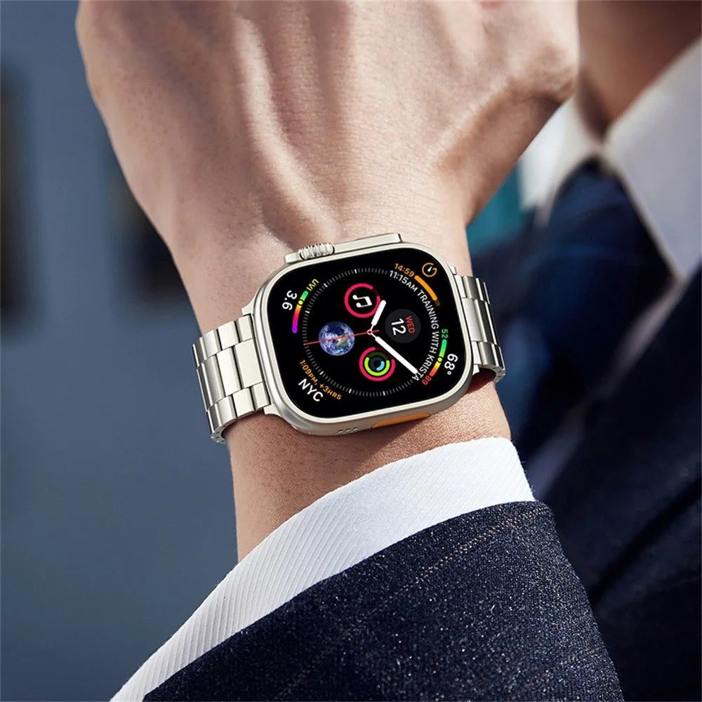 Strap for Apple Watch Ultra 3 2 1 49mm / Series 11 10 46mm / 9 8 7 45mm / SE3 SE2 SE 6 5 4 44mm / 3 2 1 42mm Titanium Alloy Band - Titanium - 5