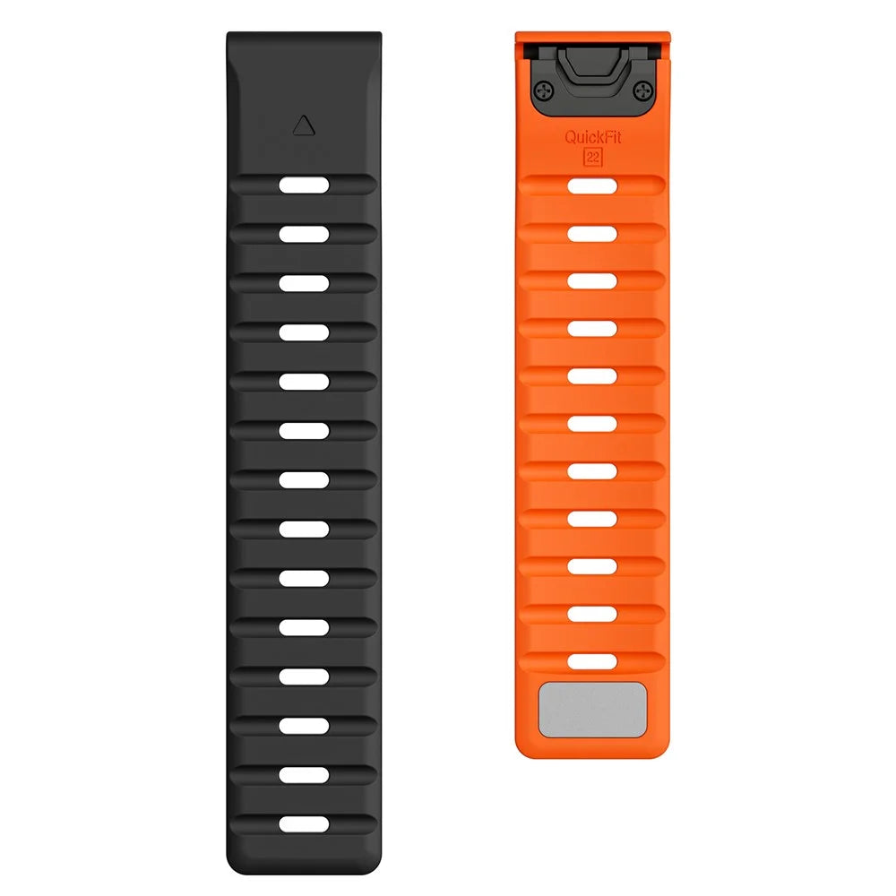 Magnetic Silicone Strap for Garmin Fenix 8 47mm / Fenix E 47mm / Quatix 7 Pro 22mm Quick Release Band - Black+Orange - 2