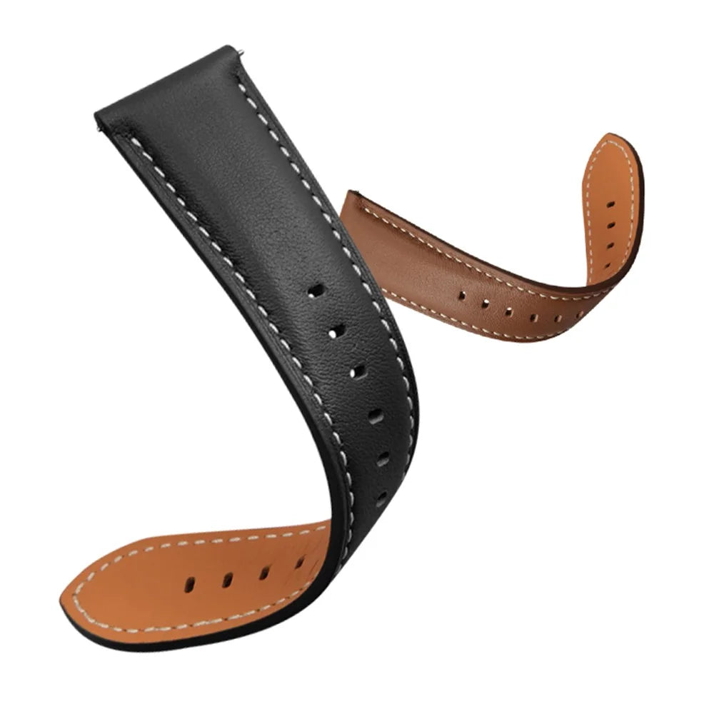 For Huawei Watch GT 5 46mm / GT 5 Pro 46mm / GT 4 46mm Replacement Band 22mm Genuine Cowhide Leather Watch Strap - Black - 3