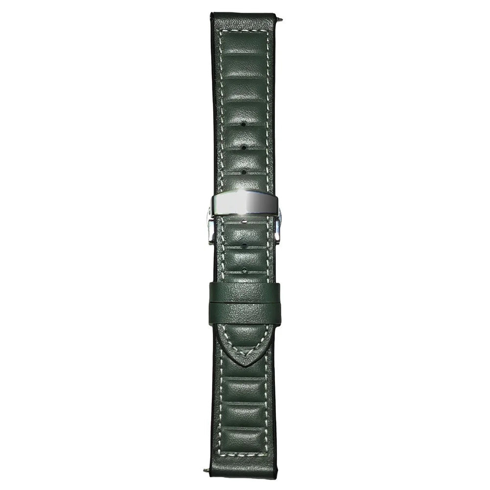 For Huawei Watch GT 5 Pro 42mm / GT 5 41mm Universal 18mm Genuine Cowhide Leather Watch Strap - Green - 1