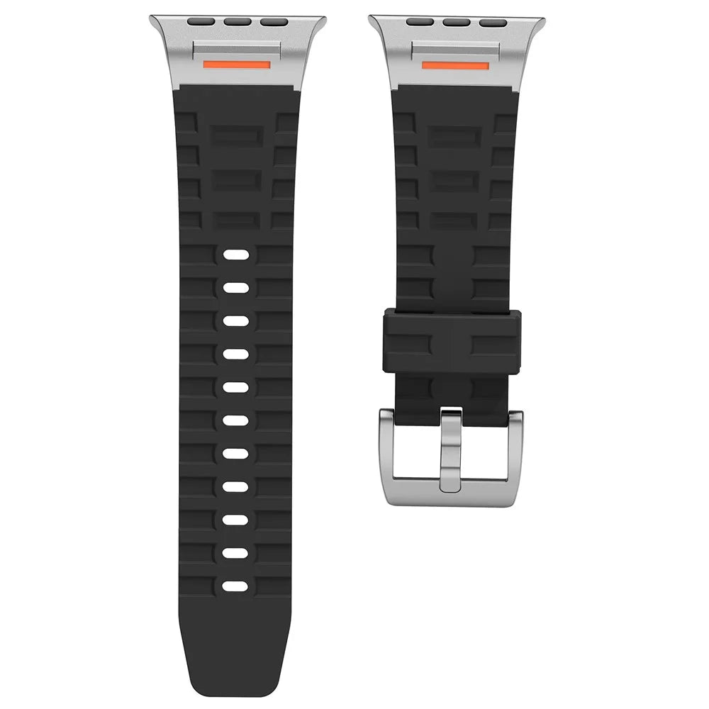 Liquid Silicone Strap for Apple Watch Ultra 3 2 1 49mm / Series 11 10 46mm / 9 8 7 45mm / SE3 SE2 SE 6 5 4 44mm / 3 2 1 42mm - Black - 2