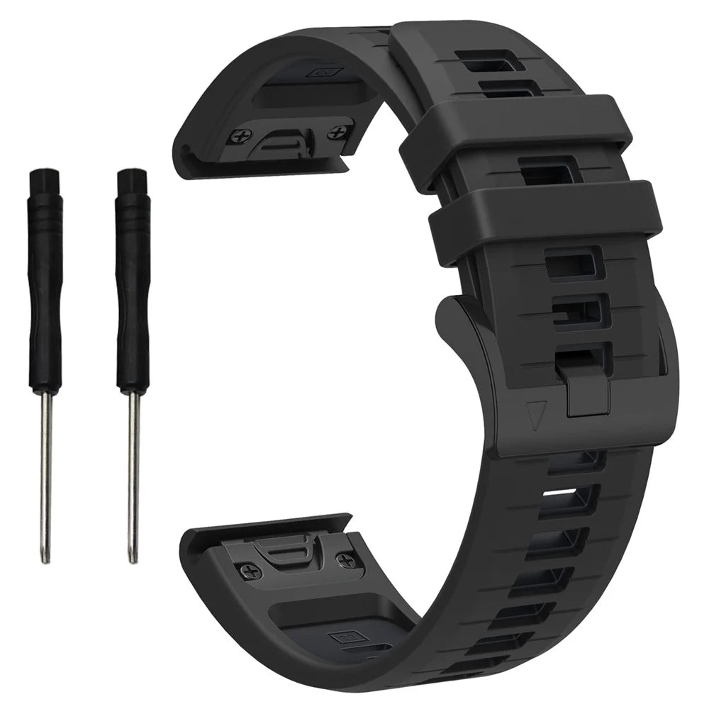 For Garmin Fenix 8 47mm  /  Fenix E 47mm  /  Fenix 7 Quick Release Watch Band Dual Color 22mm Silicone Wrist Strap - Black  /  Black - 1