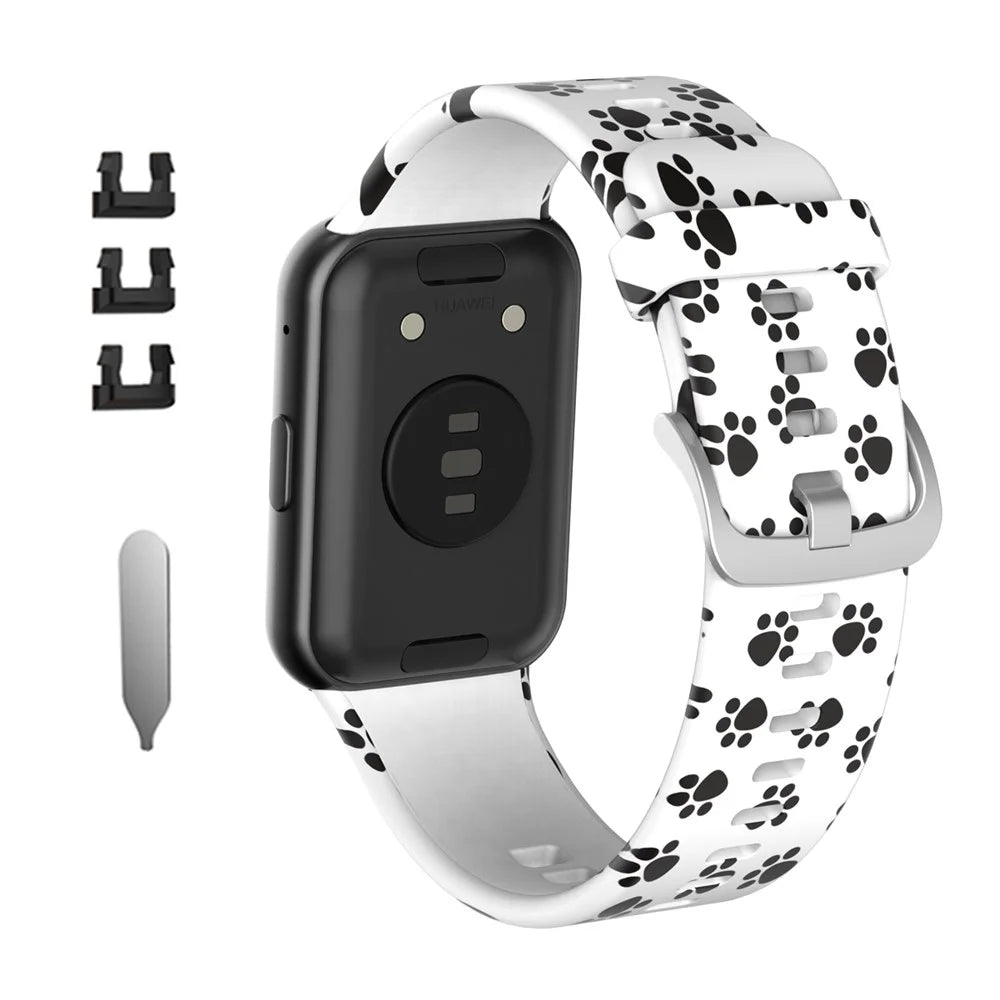 Pattern Printing Silicone Watch Band Strap Replacement for Huawei Watch Fit - Dog's Paw - 1
