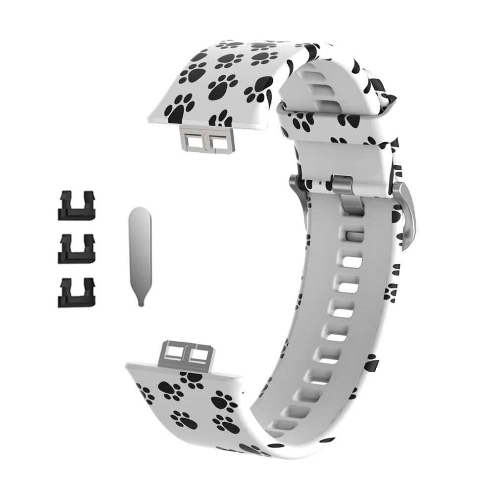 Pattern Printing Silicone Watch Band Strap Replacement for Huawei Watch Fit - Dog's Paw - 2