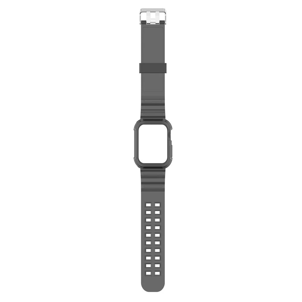For Apple Watch Series 10 42mm Integrated Watch Band with Case Cover, Adjustable Watch Strap - Transparent Black - 2