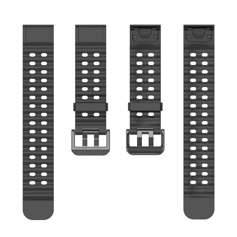 22mm Silicone Strap for Garmin Fenix 8 47mm / Fenix E 47mm / Quatix 7 Pro Multiple Holes Watchband - Black - 2
