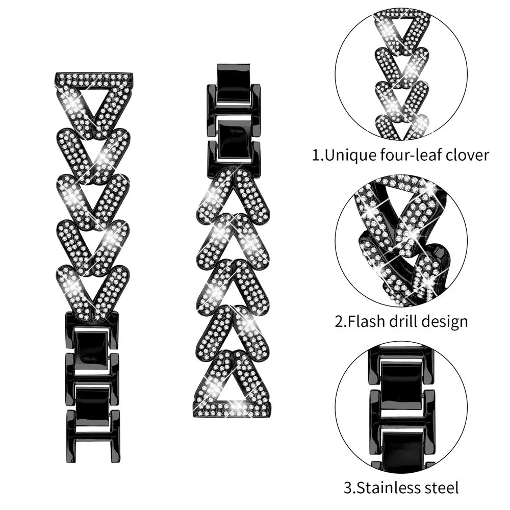 Zinc Alloy Twisted Watch Band Rhinestone Decor for Huami Amazfit GTS 2 Watch Strap - Black - 3