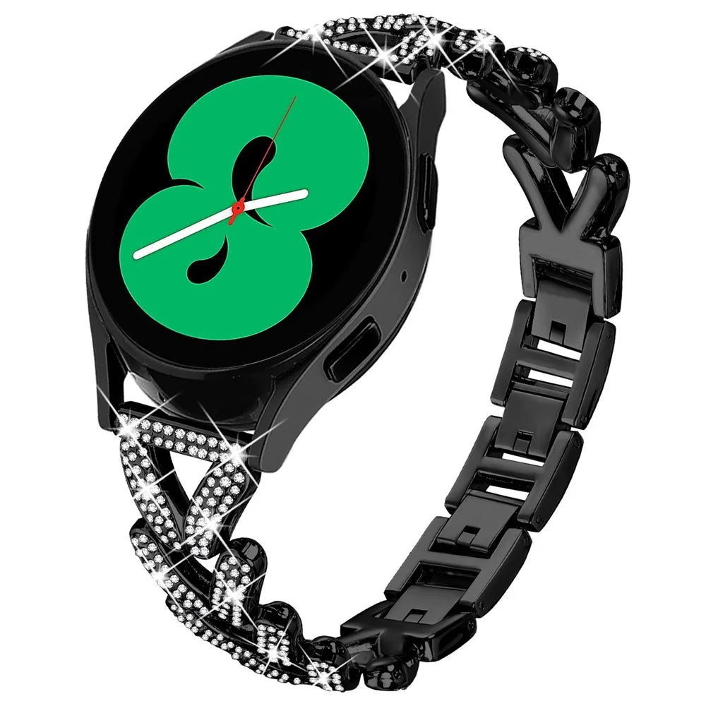 Zinc Alloy Twisted Watch Band Rhinestone Decor for Garmin Forerunner 55  /  Garmin Venu Watch Strap - Black - 2