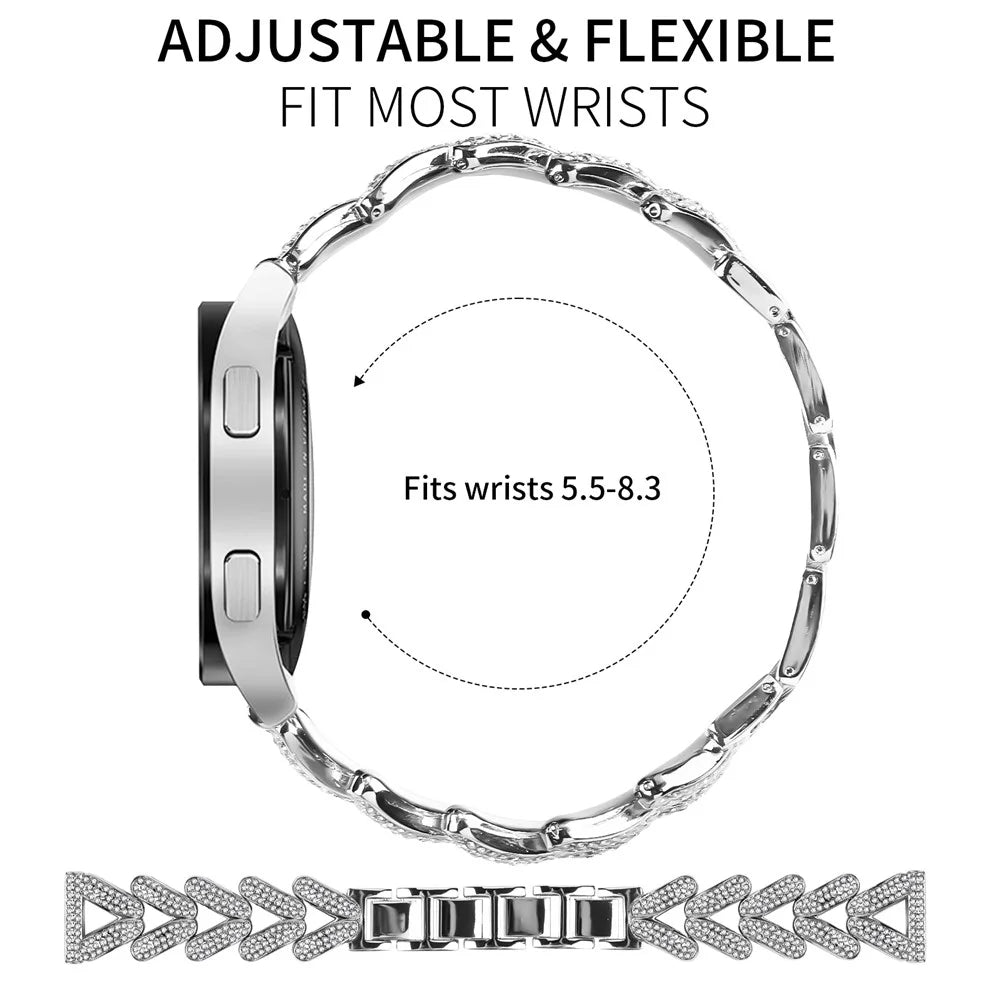 Zinc Alloy Twisted Watch Band Rhinestone Decor for Canmixs P22 Watch Strap - Silver - 7