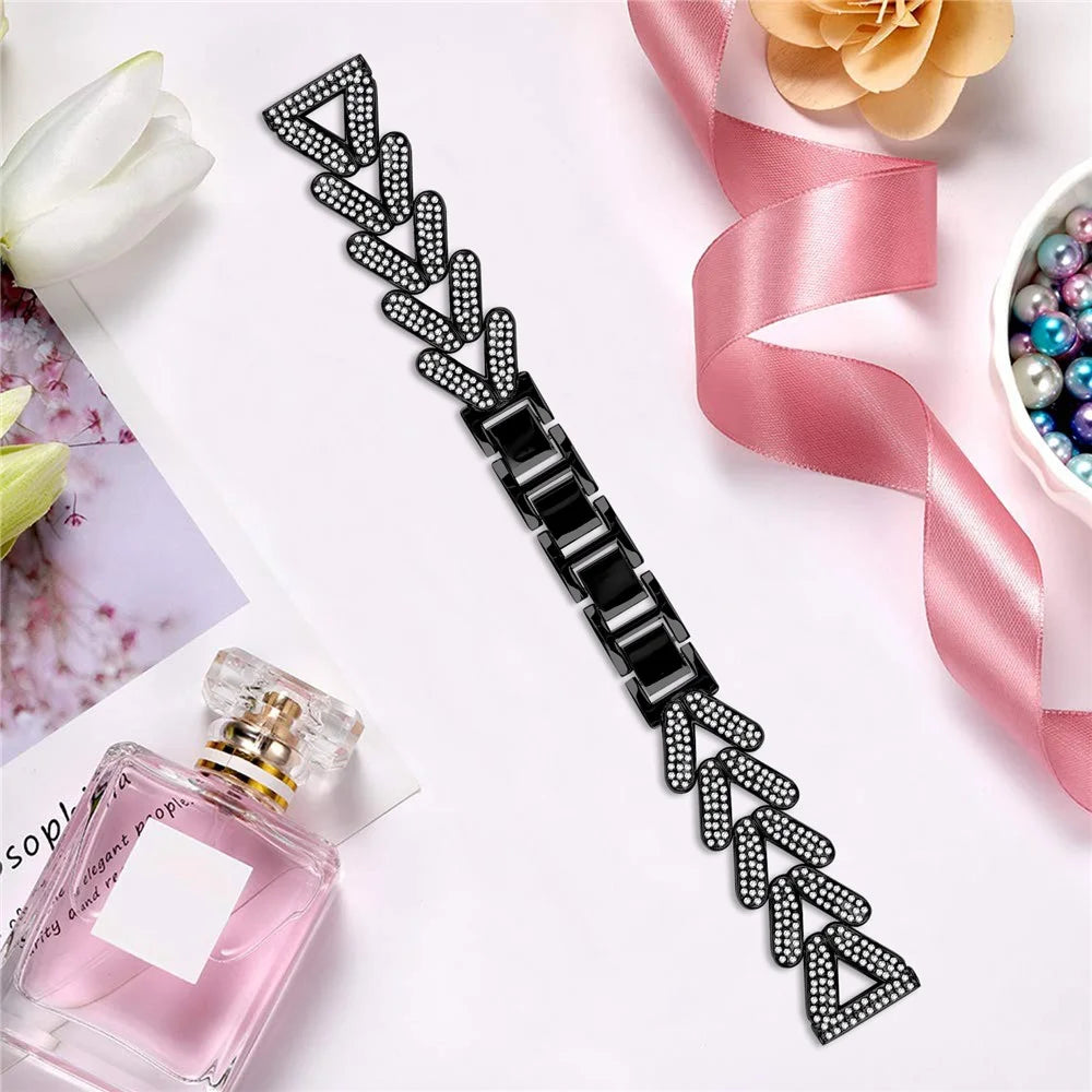 Zinc Alloy Twisted Watch Band Rhinestone Decor for Verizon Gizmo Watch 1 Watch Strap - Black - 5