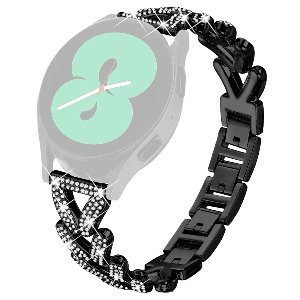 Zinc Alloy Twisted Watch Band Rhinestone Decor for Realme Techlife Watch S100 Watch Strap - Black - 1
