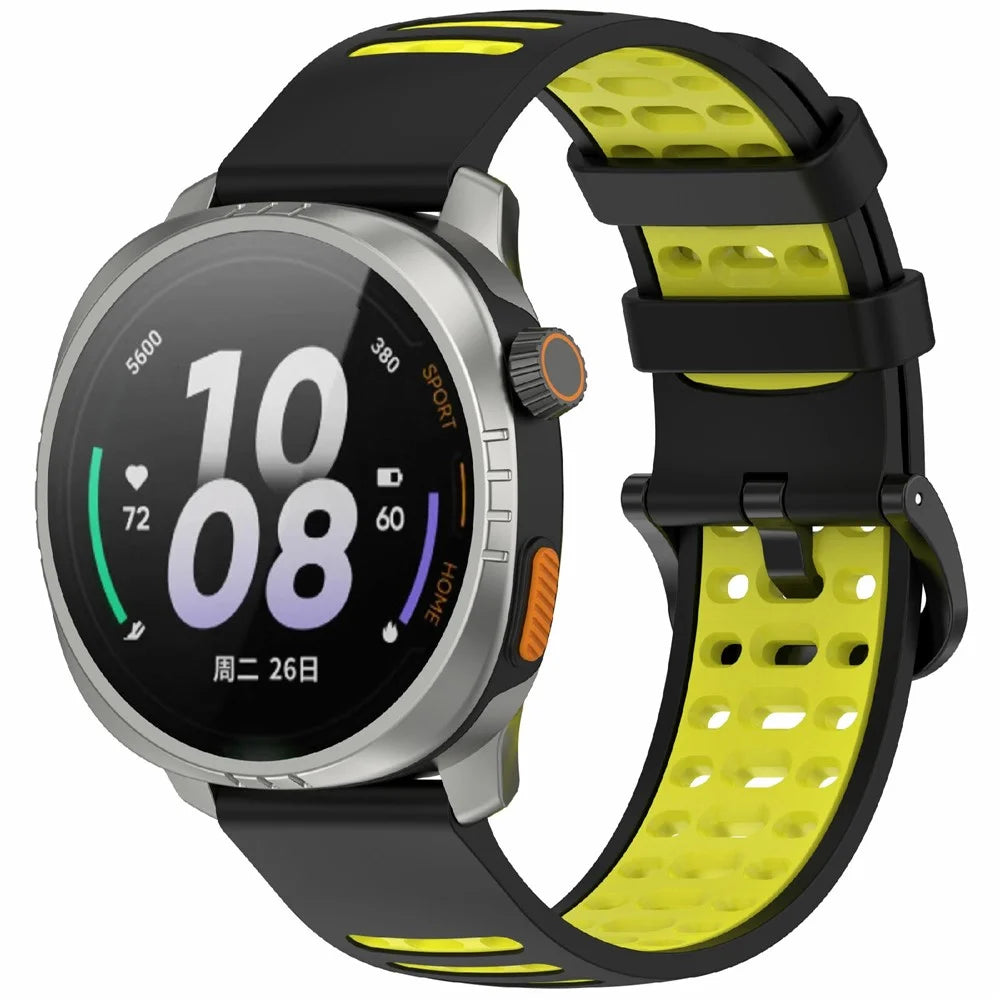 22mm Silicone Watch Band for Xiaomi Watch S4 Sport / Keep Watch Pilot 1 / Samsung Galaxy Watch3 45mm Sport Strap - Black+Lime - 2