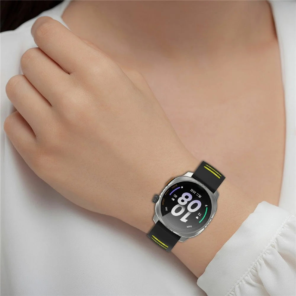 22mm Silicone Watch Band for Xiaomi Watch S4 Sport / Keep Watch Pilot 1 / Samsung Galaxy Watch3 45mm Sport Strap - Black+Lime - 6