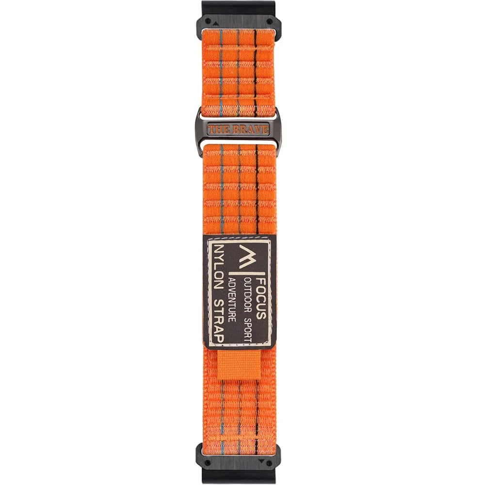 22mm Watch Band for Garmin Fenix 8 47mm / Fenix E 47mm / Quatix 7 Pro Magic Tape Nylon Strap - Orange - 3