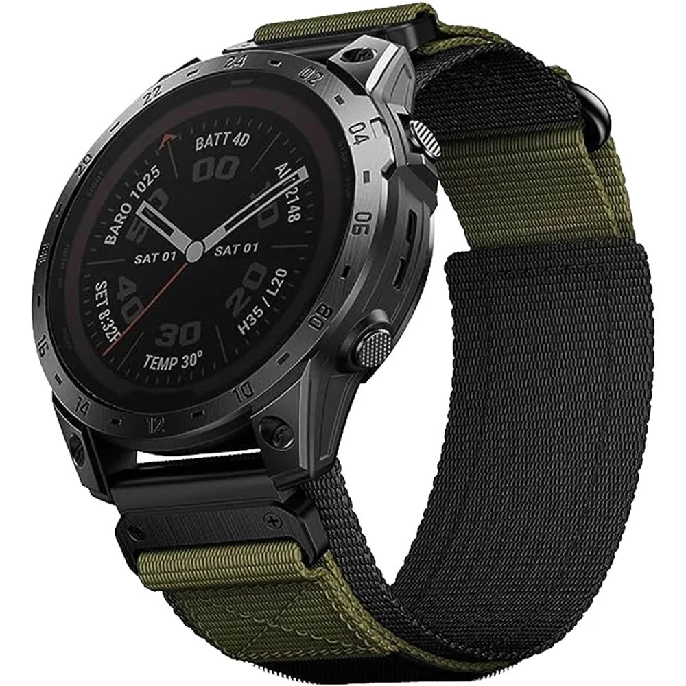 22mm Magic Tape Nylon Quick Release Strap for Garmin Fenix 8 47mm  /  Fenix 7  /  6 - Army Green - 2