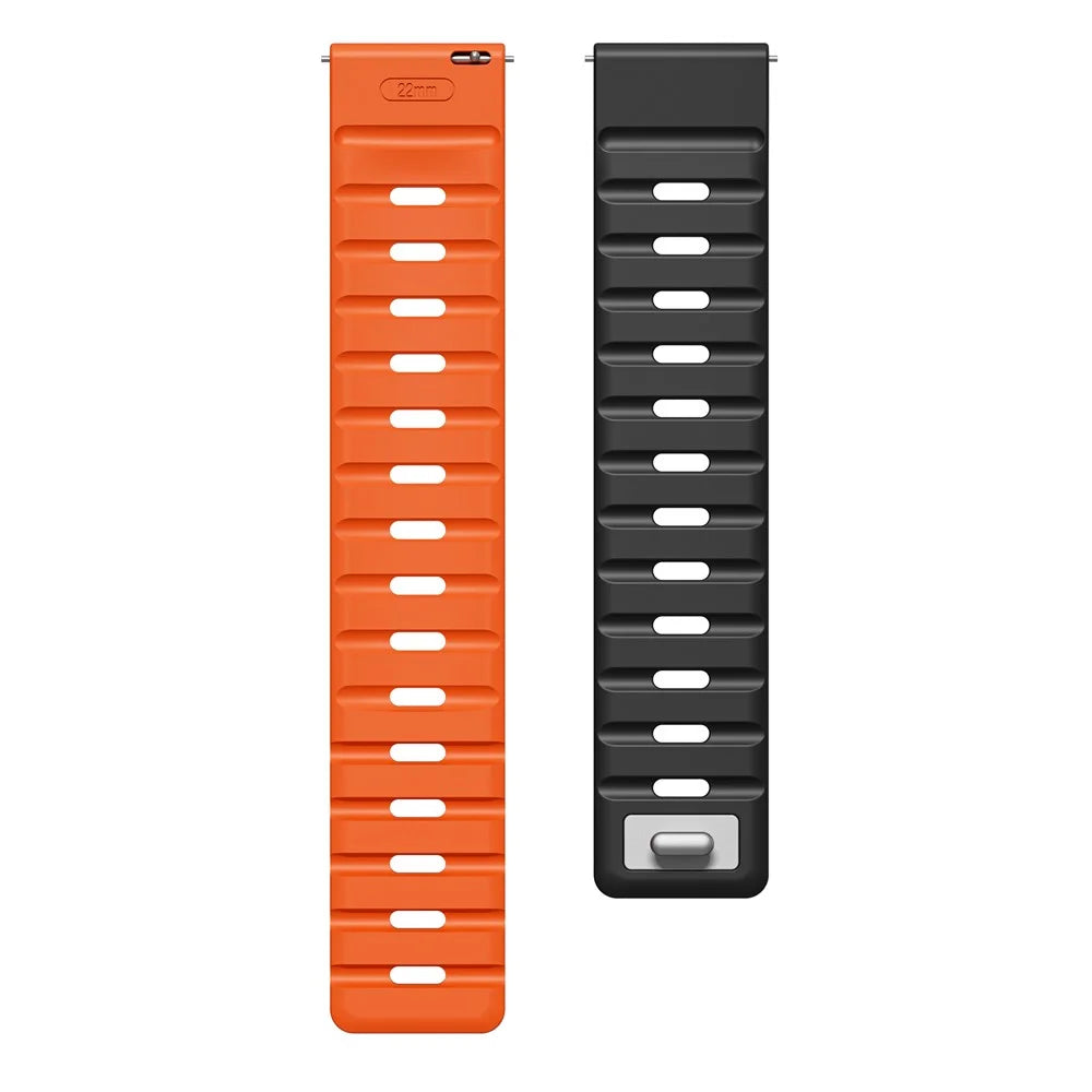 22mm Magnetic Strap for Huawei Watch GT 5 Pro 46mm / GT 5 46mm / GT 4 46mm Silicone Watch Band - Black+Orange - 2