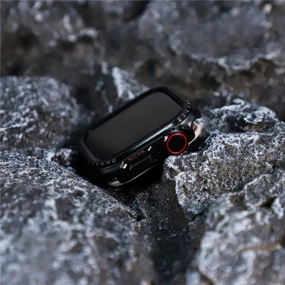 Metal Case for Apple Watch Series 9 / 8 / 7 45mm Sport Watch Protective Cover - Black - 7