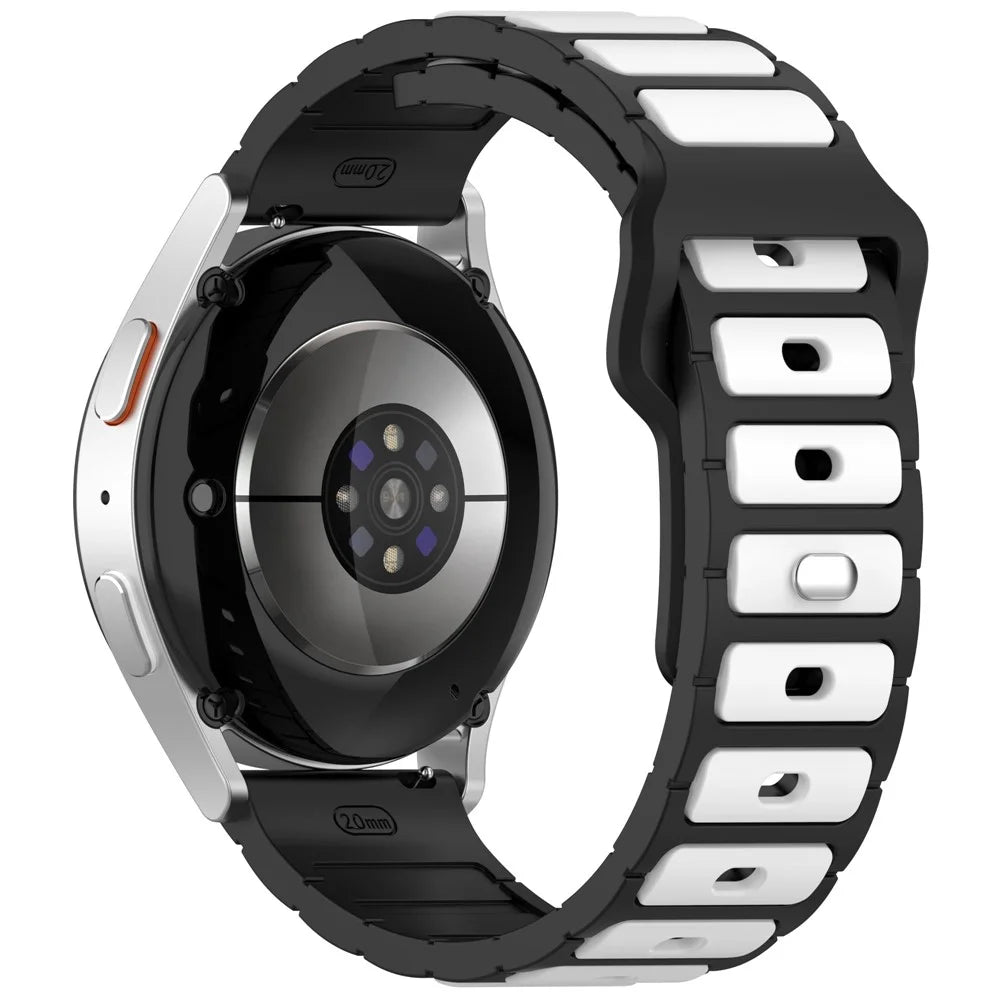 Silicone Strap for Samsung Galaxy Watch3 45mm  /  Galaxy Watch 46mm  /  Gear S3 Classic Universal 22mm Dual Color Watch Band - Black+White - 1