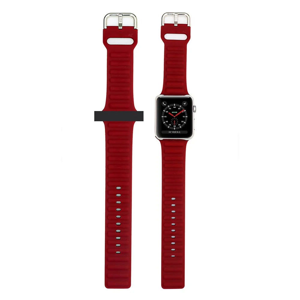 New Style Soft Silicone Watch Strap for Apple Watch Ultra 3 2 1 49mm / Series 11 10 46mm / 9 8 7 45mm / SE3 SE2 SE 6 5 4 44mm / 3 2 1 42mm - Red - 2