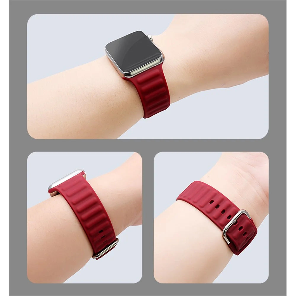 New Style Soft Silicone Watch Strap for Apple Watch Ultra 3 2 1 49mm / Series 11 10 46mm / 9 8 7 45mm / SE3 SE2 SE 6 5 4 44mm / 3 2 1 42mm - Red - 6