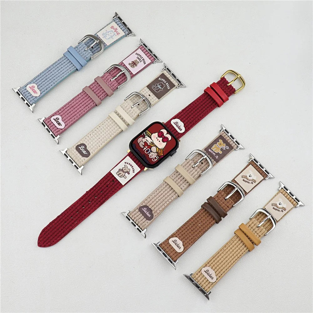 Waffle Texture Nylon Watch Band for Apple Watch Series 11 10 42mm / 9 8 7 41mm / SE3 SE2 SE 6 5 4 40mm / 3 2 1 38mm - Beige - 3