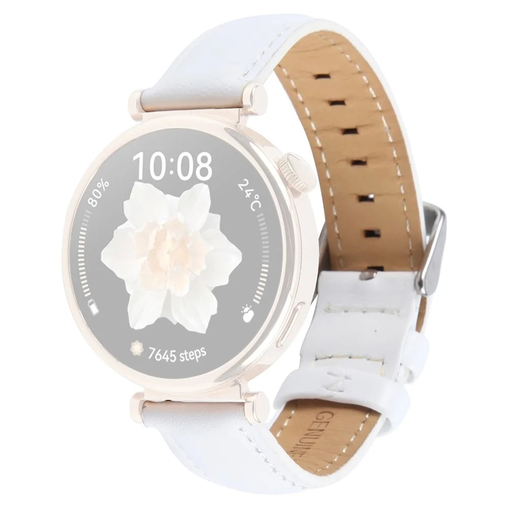 20mm Strap for Garmin Forerunner 165 / D2 Air X10 / vivoactive 5 Top Layer Cowhide Leather Watch Band - White - 1