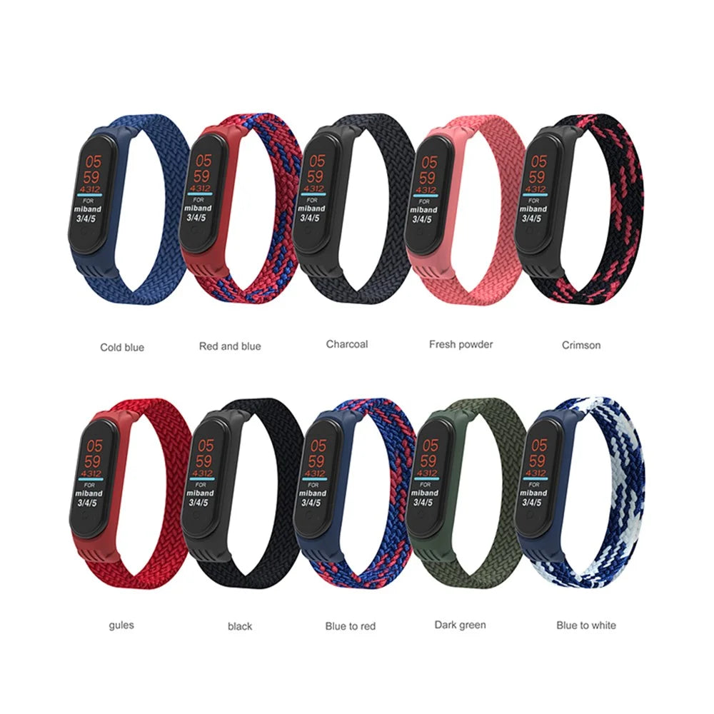 Elastic Nylon Watch Band Replacement Watch Strap (Size: L) for Xiaomi Mi Band 3/4/5 - Black - 5