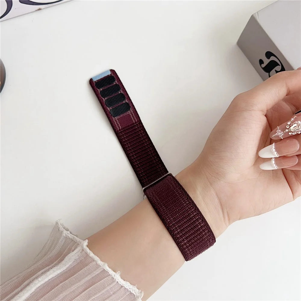 Nylon Strap for Apple Watch Ultra 3 2 1 49mm / Series 11 10 46mm / 9 8 7 45mm / SE3 SE2 SE 6 5 4 44mm / 3 2 1 42mm Wave Texture Watch Band - Wine Red - 2
