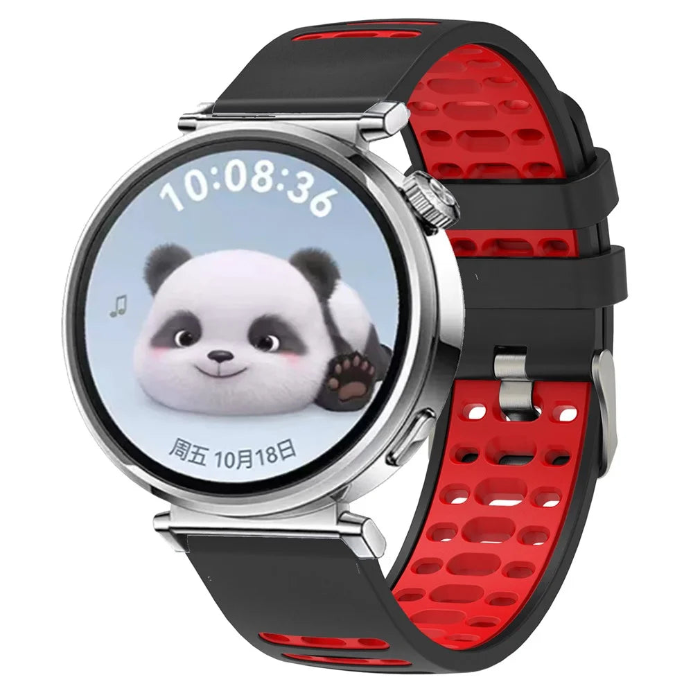 20mm Silicone Band for Samsung Galaxy Watch6 44mm / 40mm / Huawei Watch GT 2 42mm Dual Color Watch Strap - Black+Red - 3