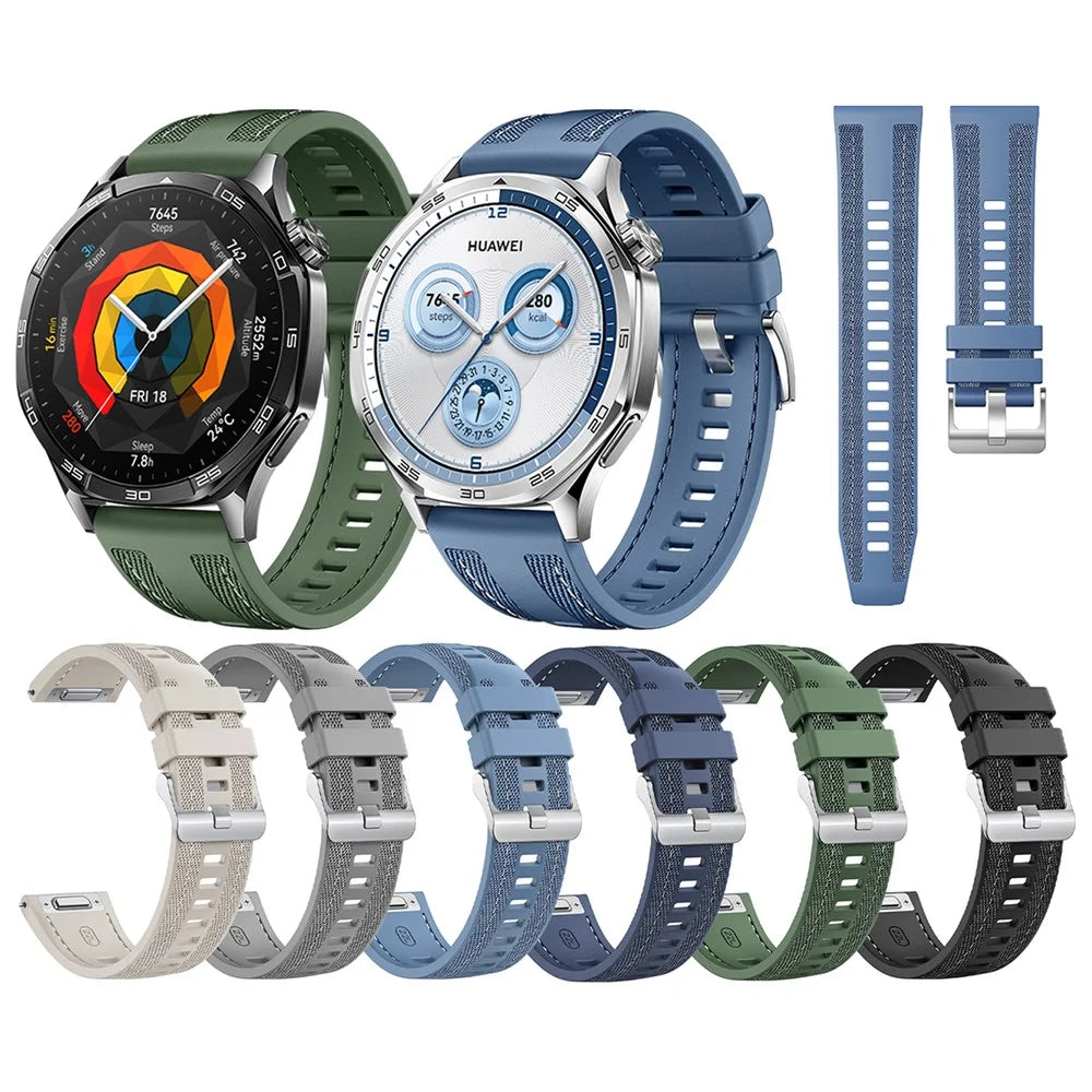 22mm Watch Band For Huawei Watch GT 5 Pro 46mm / GT 5 46mm / Samsung Galaxy Watch3 45mm Silicone+Nylon Replacement Strap - Baby Blue - 4