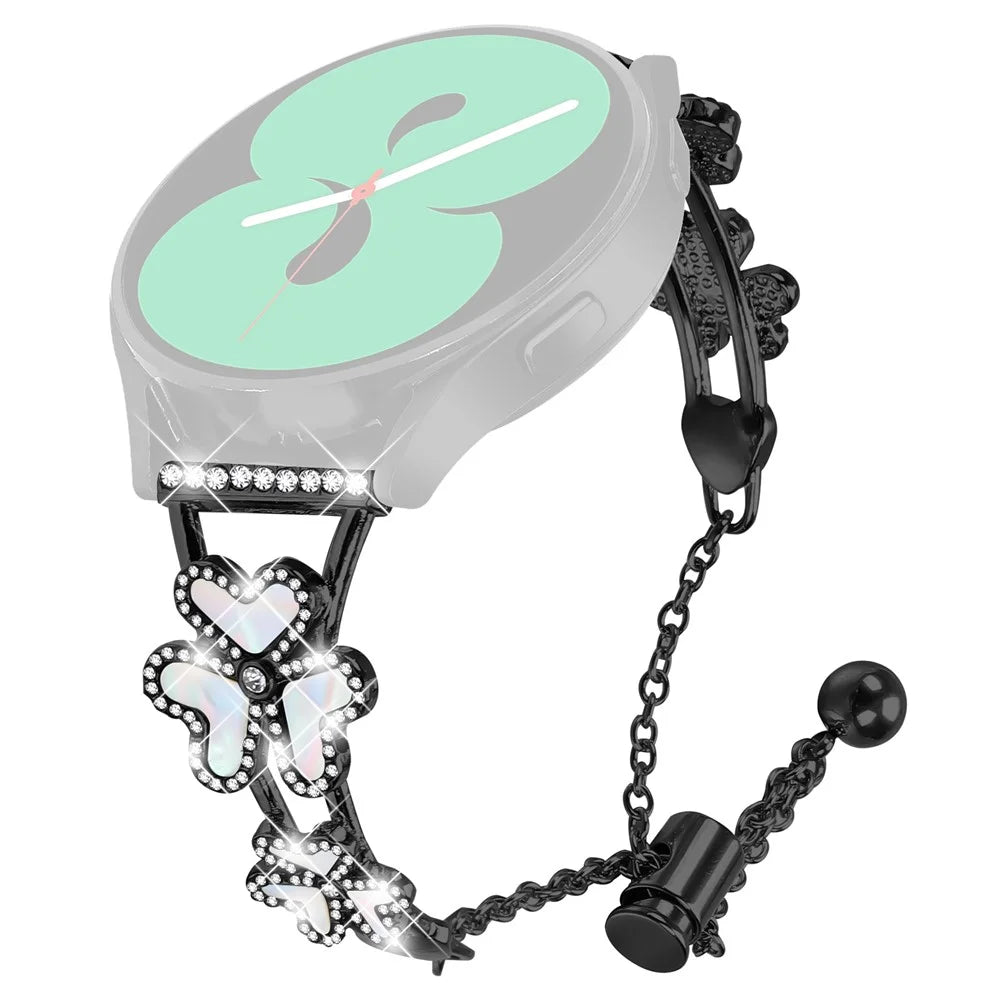 Metal Band Heart Clover Decor For Garmin Vivomove Sport / Venu 2 Plus Watch Bracelet Replacement - Black - Black - 1