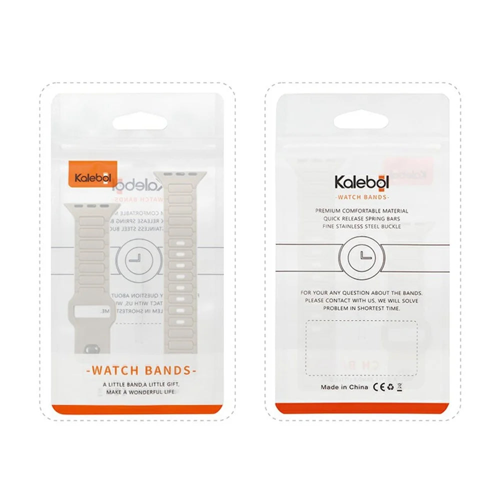 KALEBOL Watch Strap for Apple Watch Series 11 10 42mm / 9 8 7 41mm / SE3 SE2 SE 6 5 4 40mm / 3 2 1 38mm Three Bead Silicone Band - Brown - 6