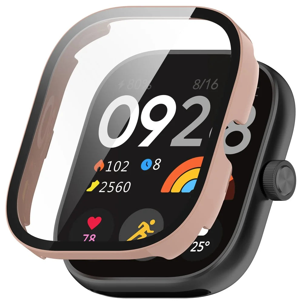 For Xiaomi Redmi Watch 5 eSIM  /  Watch 5 Watch Case Hard PC Protective Cover with Tempered Glass Screen Film - Pink - 1