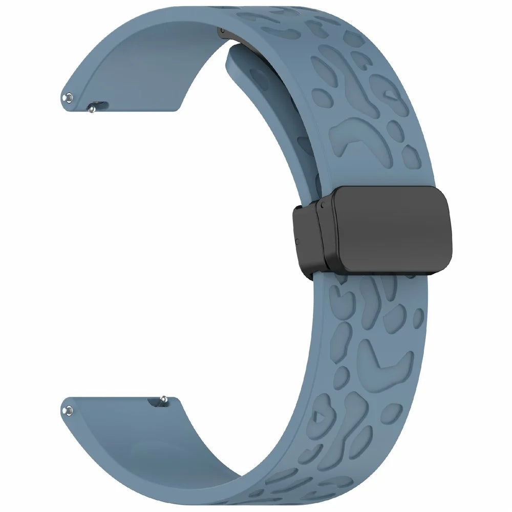 KALEBOL 20mm Magnetic Silicone Strap for Samsung Galaxy Watch6 Classic 47mm / 43mm / Huawei Watch GT 3 Pro 43mm Leopard Print Watch Band - Cyan - 3