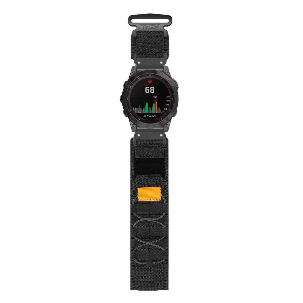 26mm Watch Band for Garmin Fenix 8 51mm / 7X / 6X / 5X Quick Release Nylon Magic Tape Strap - Black - 3